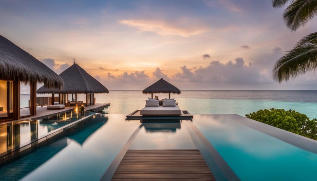 Water villa with private pool at Pullman Maldives Resort