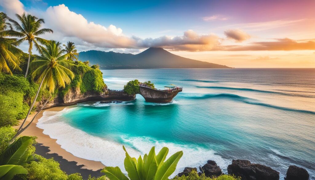 beaches in Bali and Tahiti
